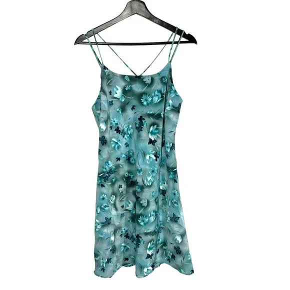 90s fashion floral dress 90s Floral Print Dress| Vintage Buttoned down Summer dress in blue – Fashion  and Fables main image 0